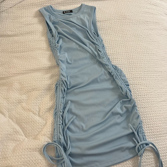 Blue Ribbed Drawstring Bodycon Dress - Like New! - Picture 5 of 5